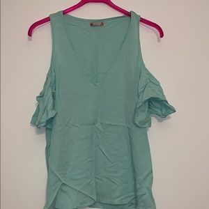 Tiffany blue cold shoulder top